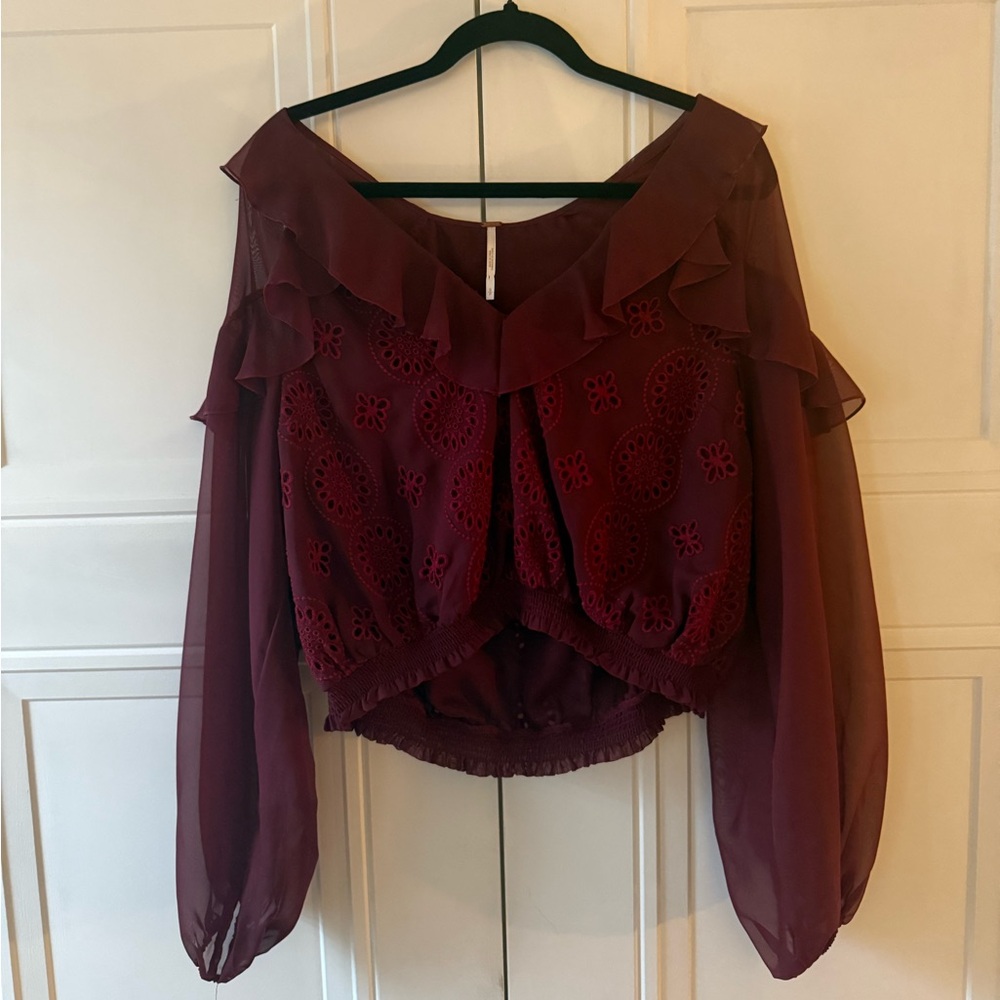 Red Free People Blouse